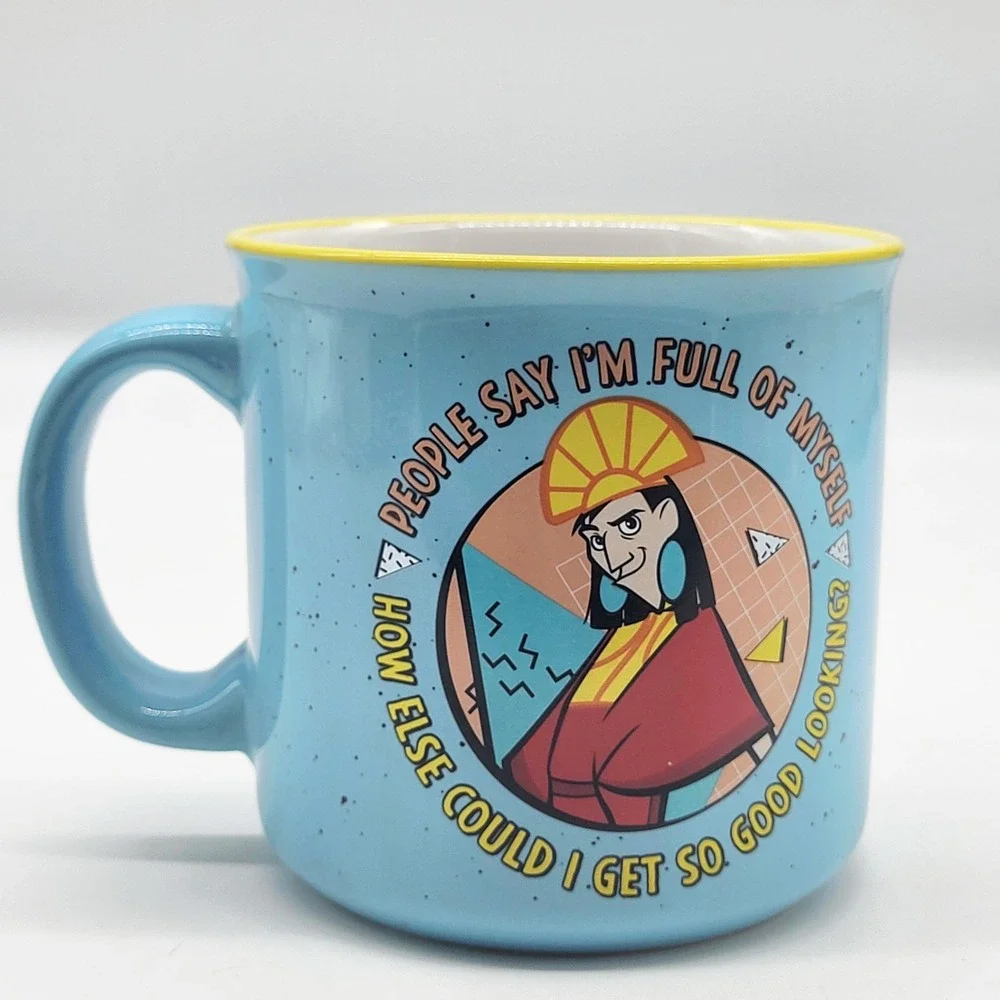 Disney Emperors New Groove Kuzco Camper Mug Silver Buffalo Full Of Myself 20 Oz